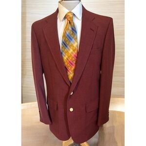 Vintage Palm Beach Maroon Red Gold Buttons Blazer Jacket Sport Coat Sz 42L USA